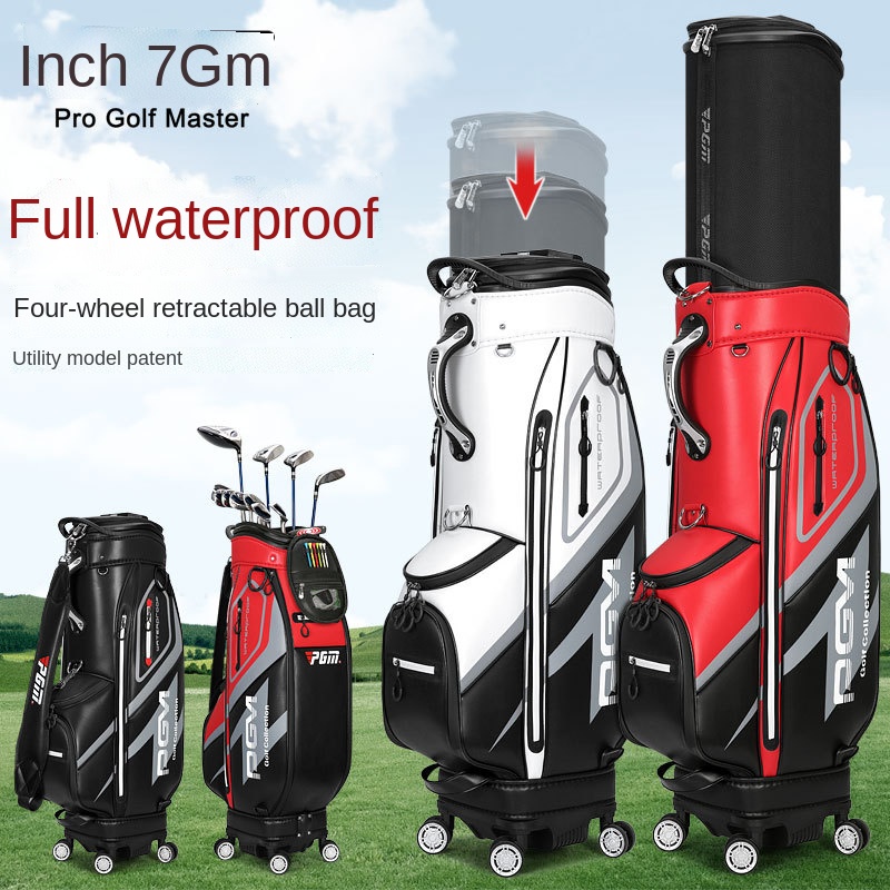PGM Golf Tiêu chuẩn túi bóng chuyên nghiệp PU da không thấm nước câu lạc bộ Golf Giỏ hàng công suất cao với bánh xe QB099